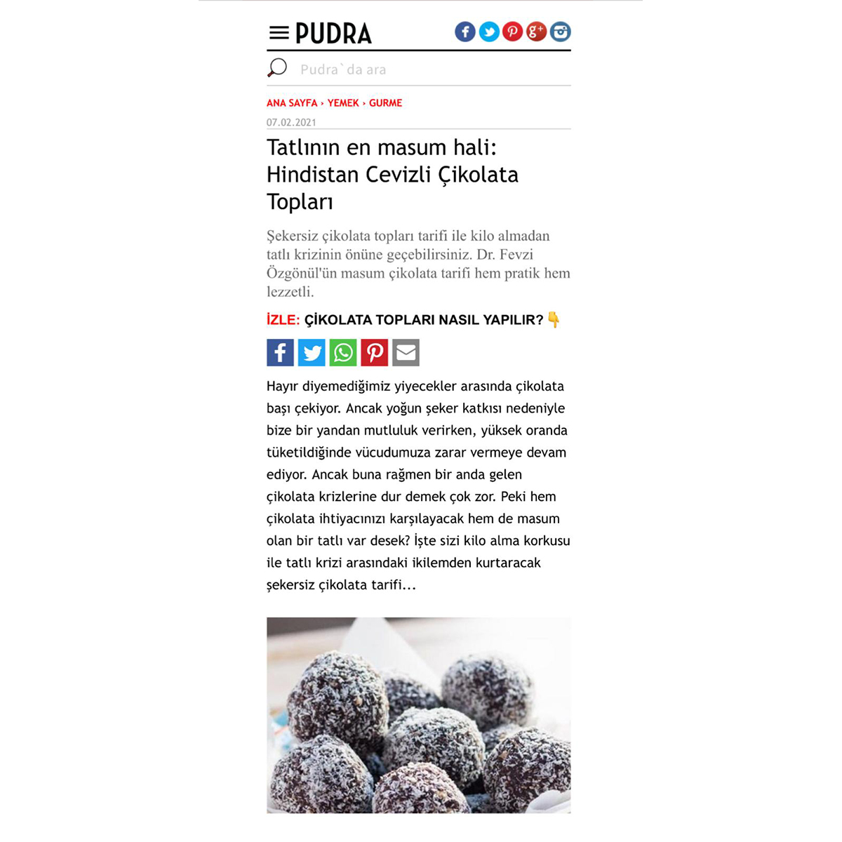 Tatlının en masum hali hindistan cevizli çikolata topları