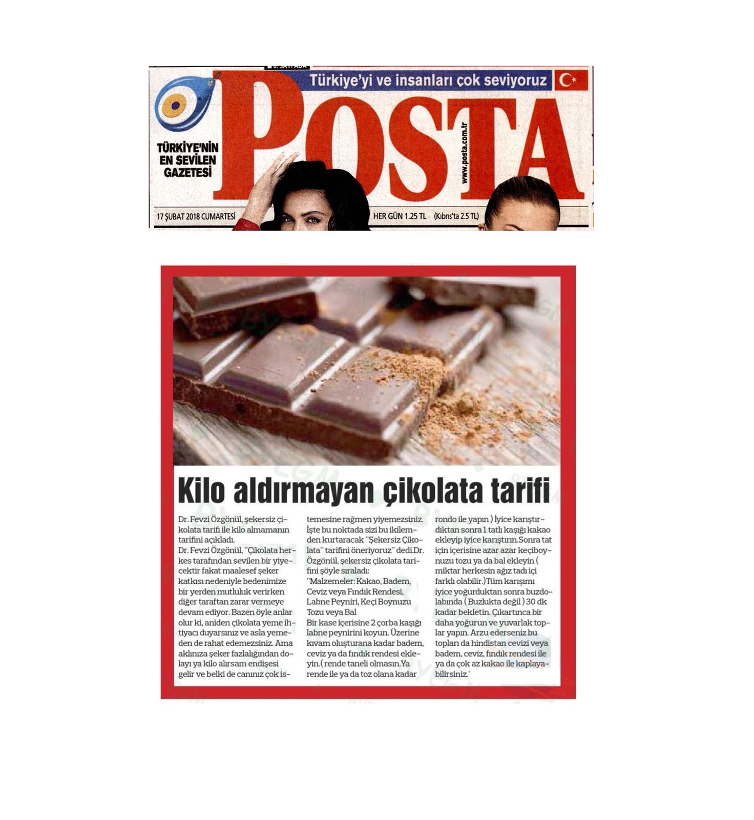 Kilo Aldırmayan Çikolata Tarifi